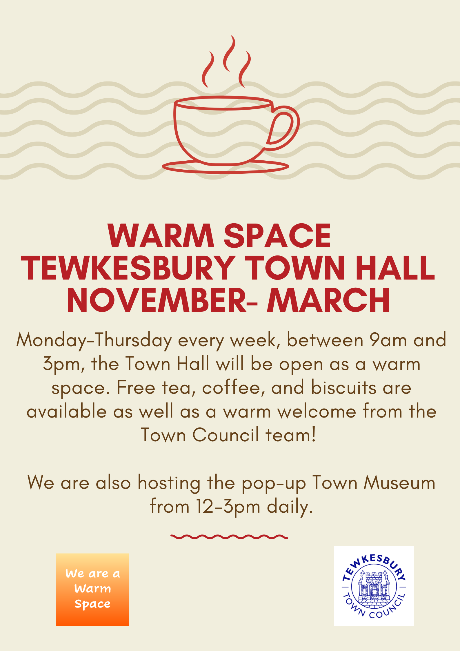 Warm Space – Town Hall Monday-Thursdays 9am-3pm